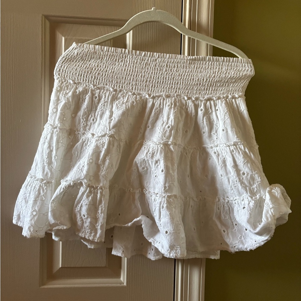 White Eyelet Tiered Skirt